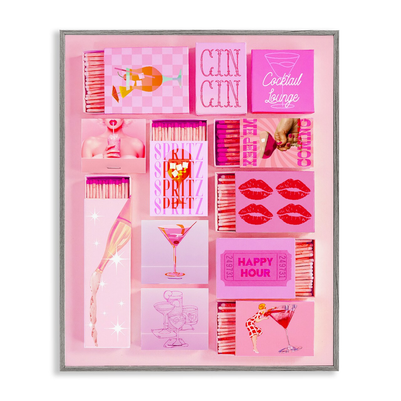 Stupell Industries Feminine Glam Matches Framed Giclee, design by Lil' Rue
